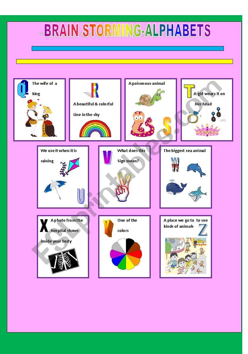 ALPHABETS(2)- BRAIN STORMING worksheet