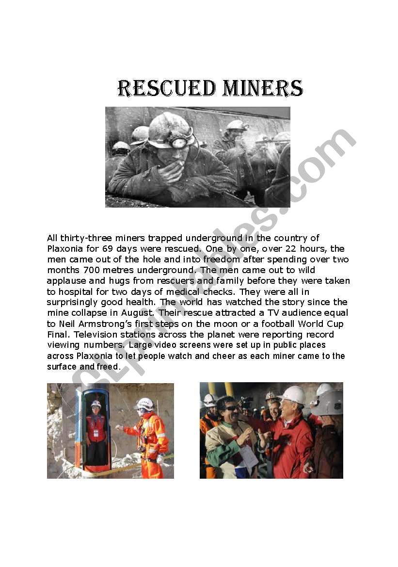 RESCUED MINERS worksheet