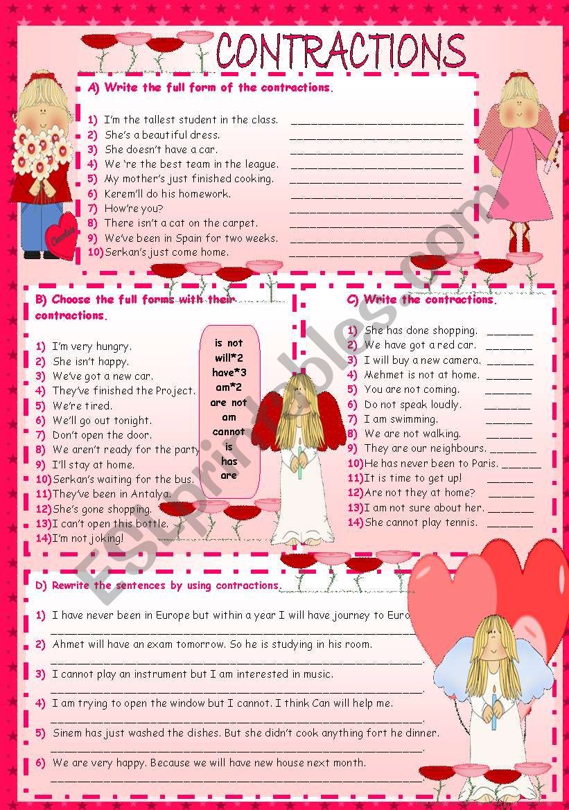 CONTRACTIONS worksheet