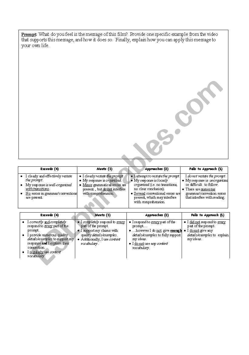 constructed response worksheet