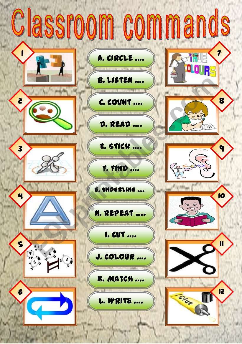 Classroom commands (2 versions + answer key)