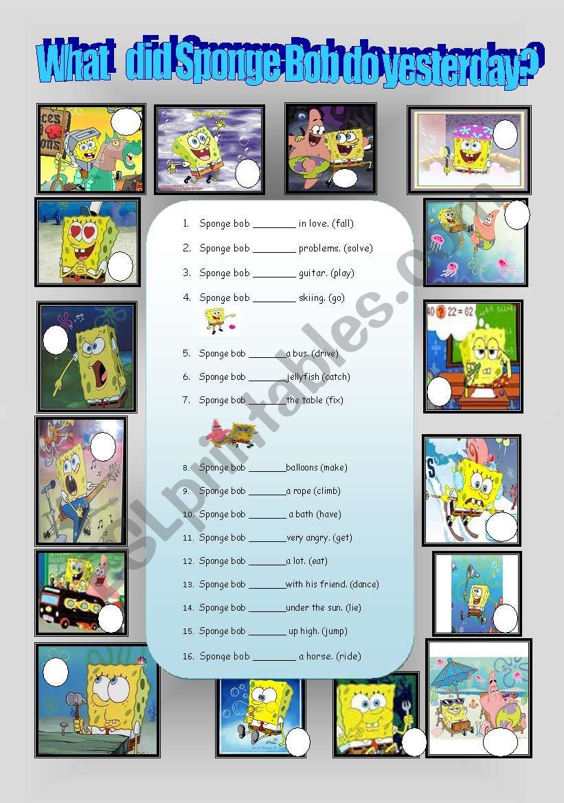 funny simple past with sponge bob