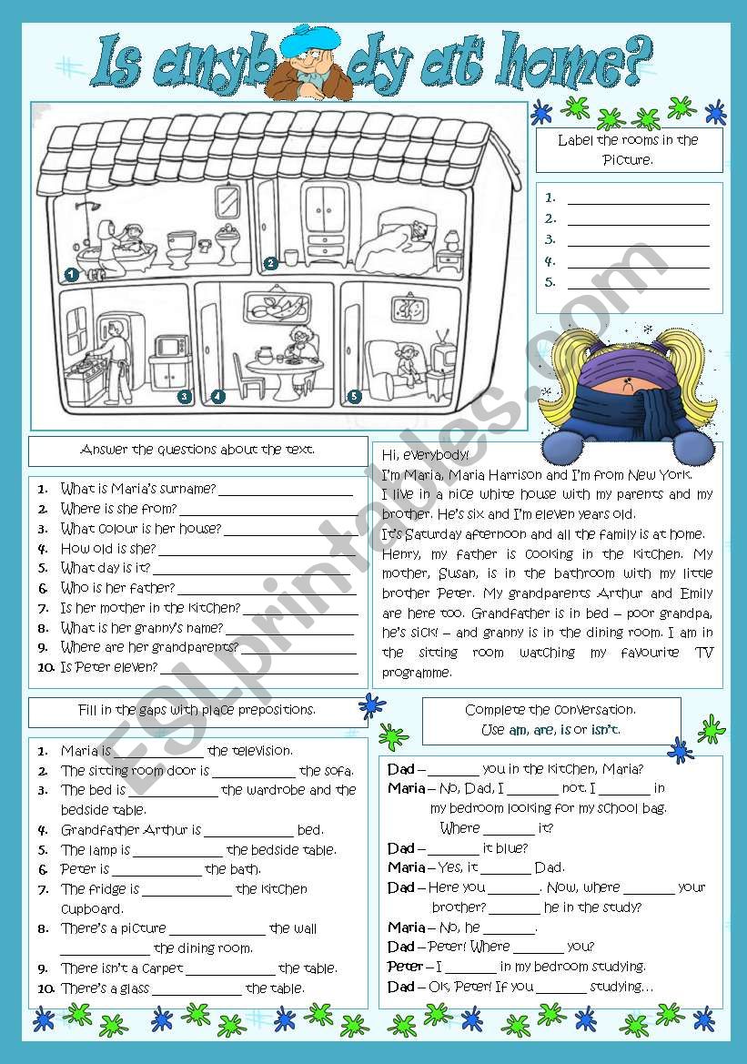 IS ANYBODY AT HOME? worksheet