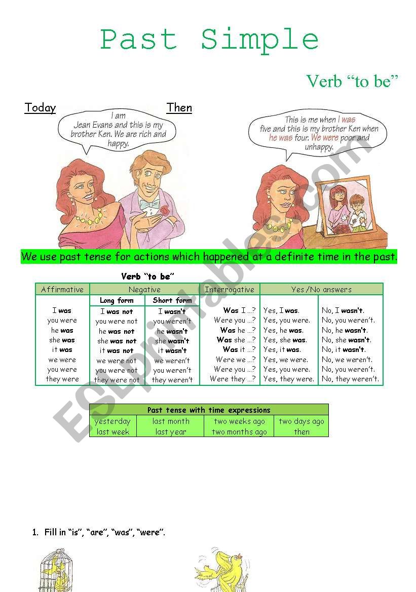 Simple Past - to be worksheet
