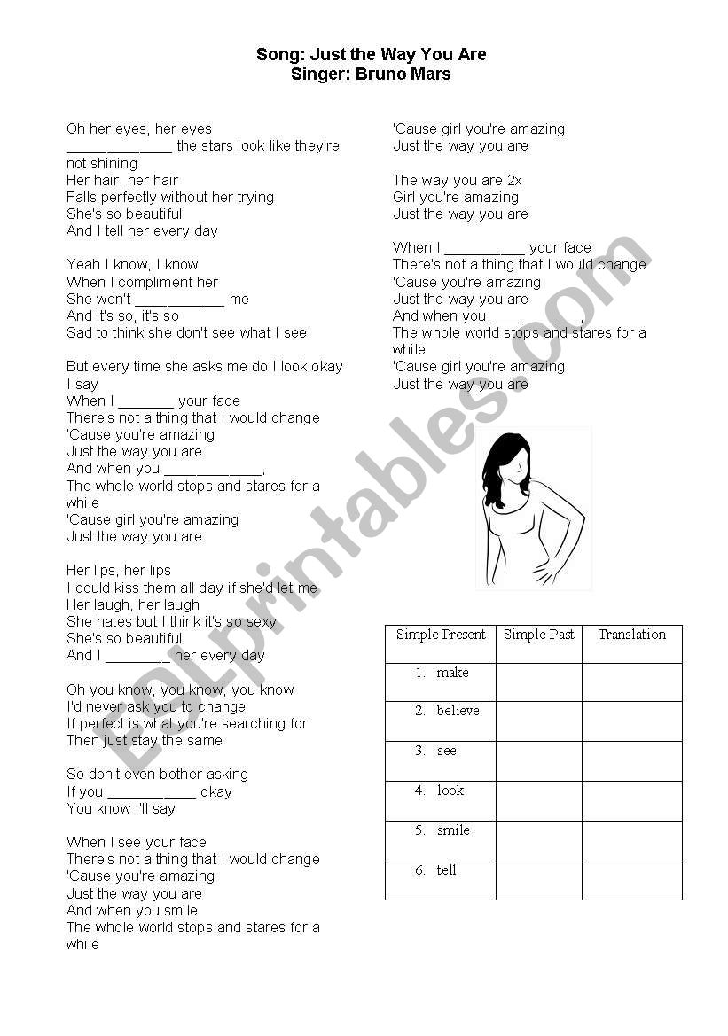 Just the way you are worksheet