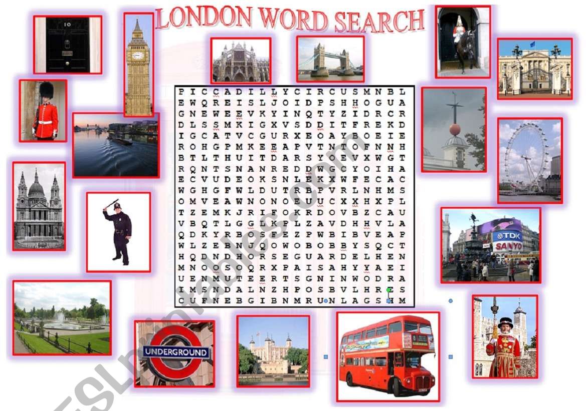 london word search 2 worksheet