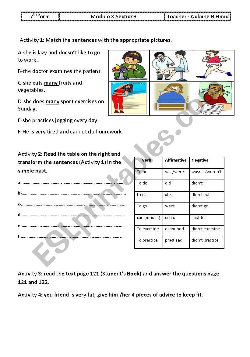 keep fit worksheet