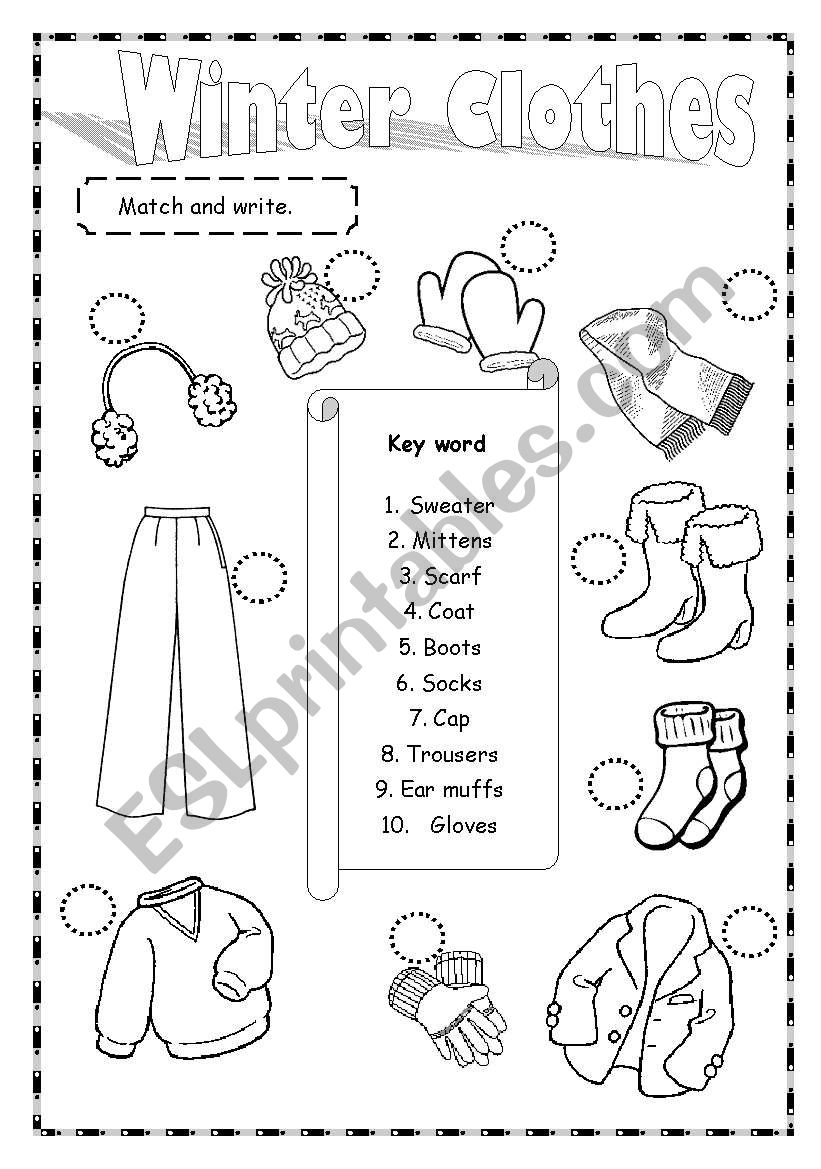 Winter Clothes worksheet