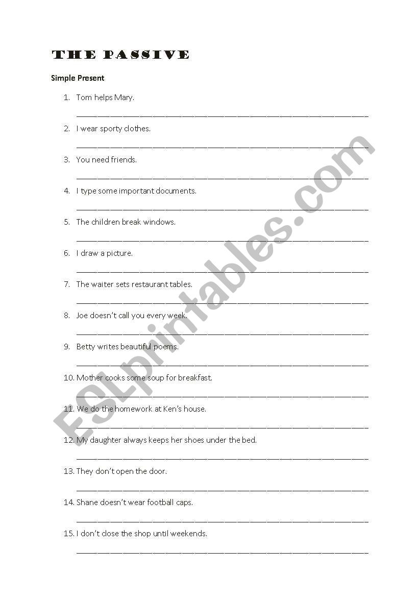 Passive Voice worksheet