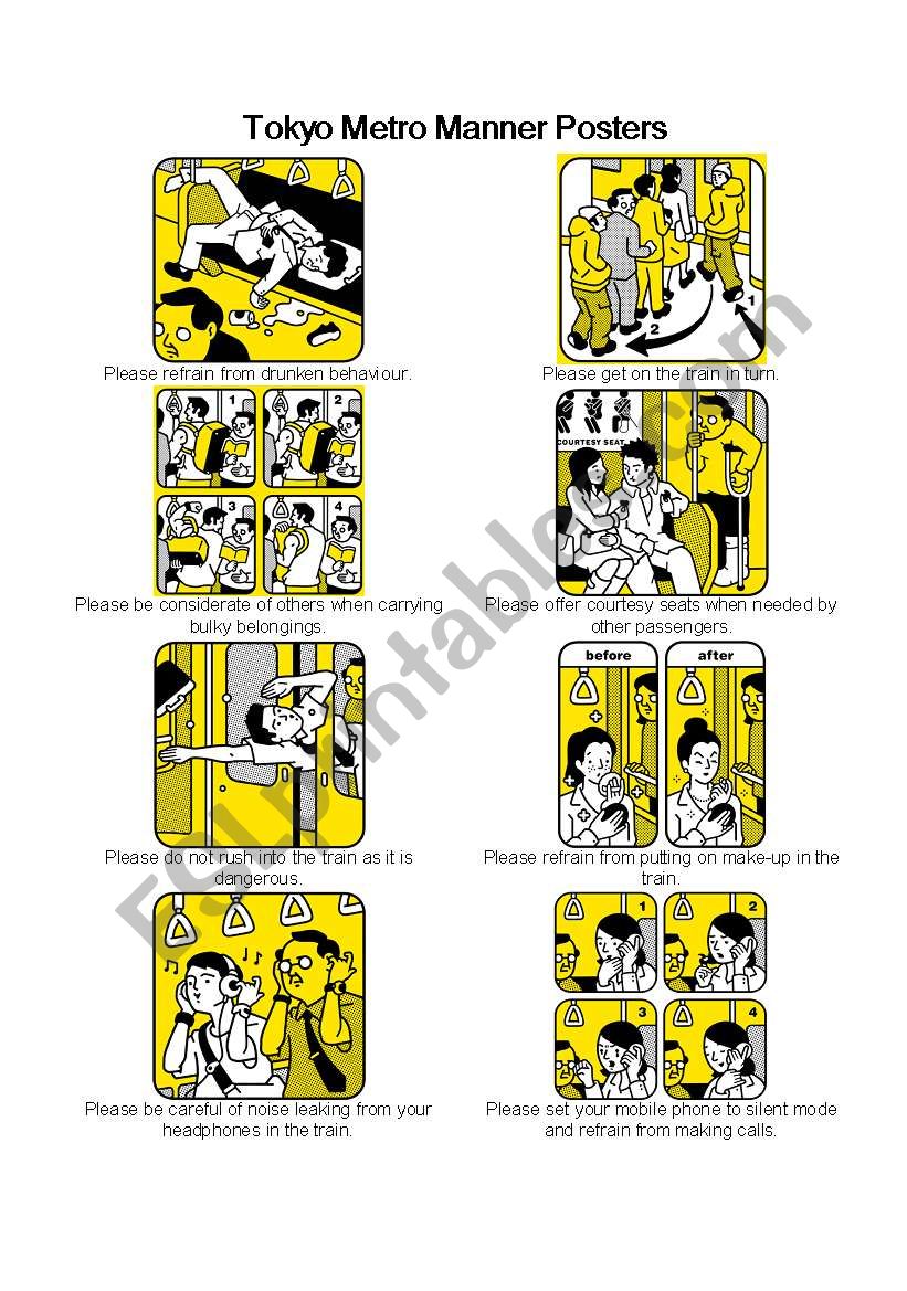 Tokyo Metro Manner Posters worksheet