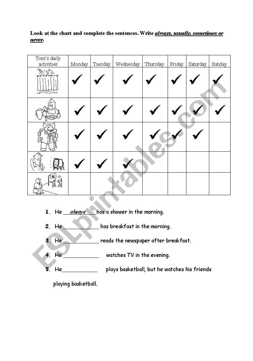 daily routine worksheet