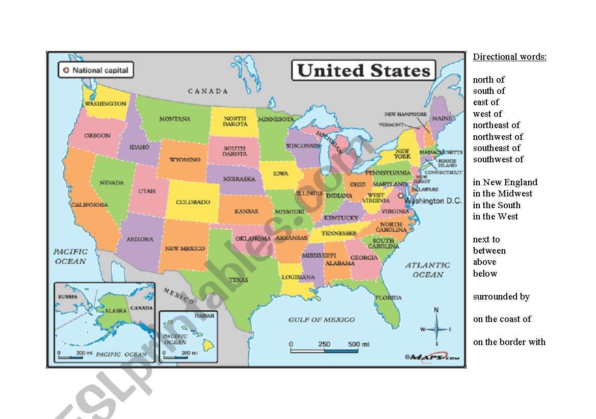 Directionals worksheet