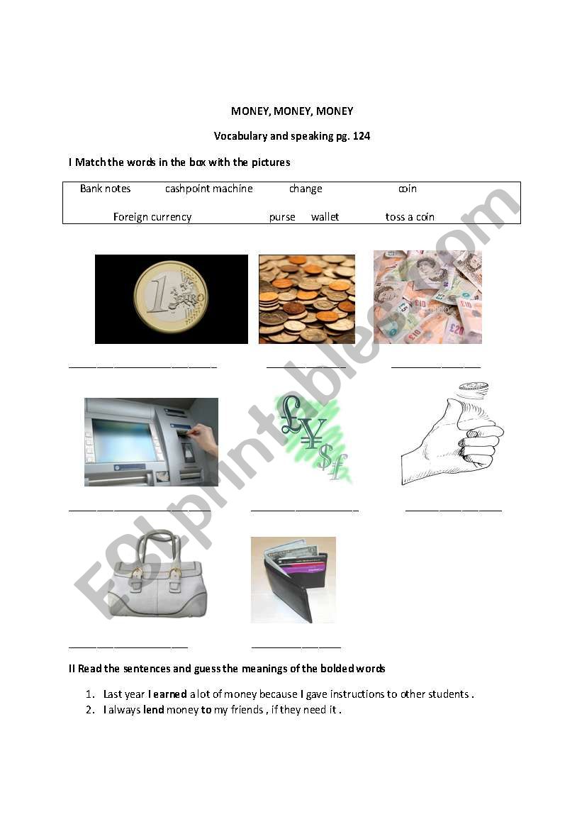Money worksheet