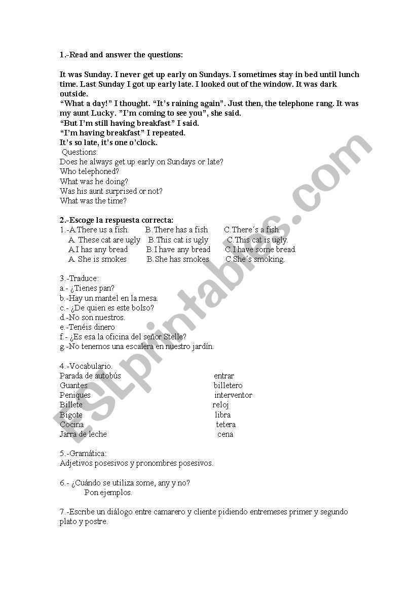 REVIEW GRAMMAR worksheet