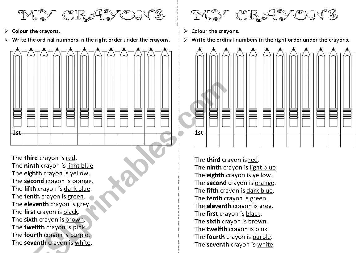 Order the crayons worksheet