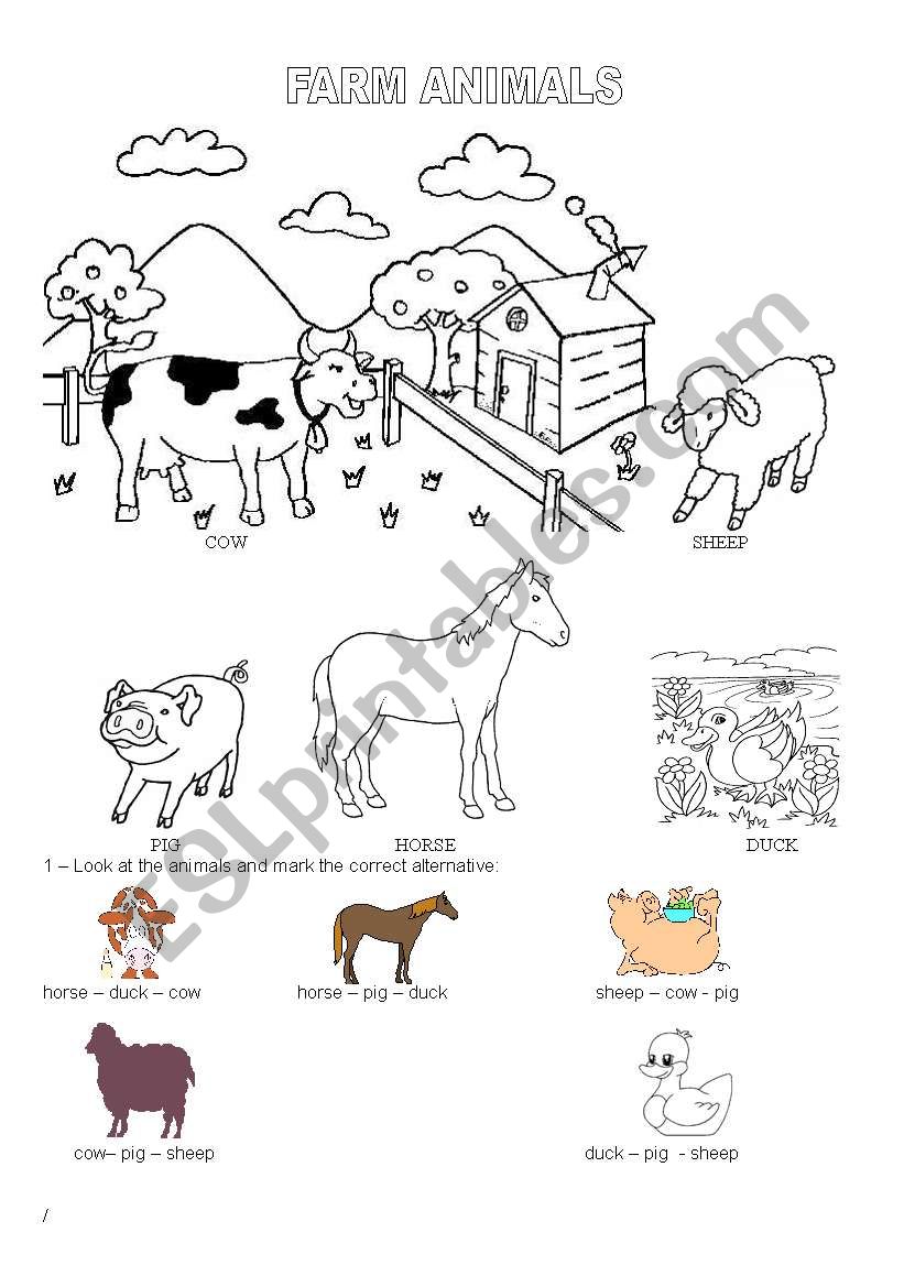 Farm animals worksheet