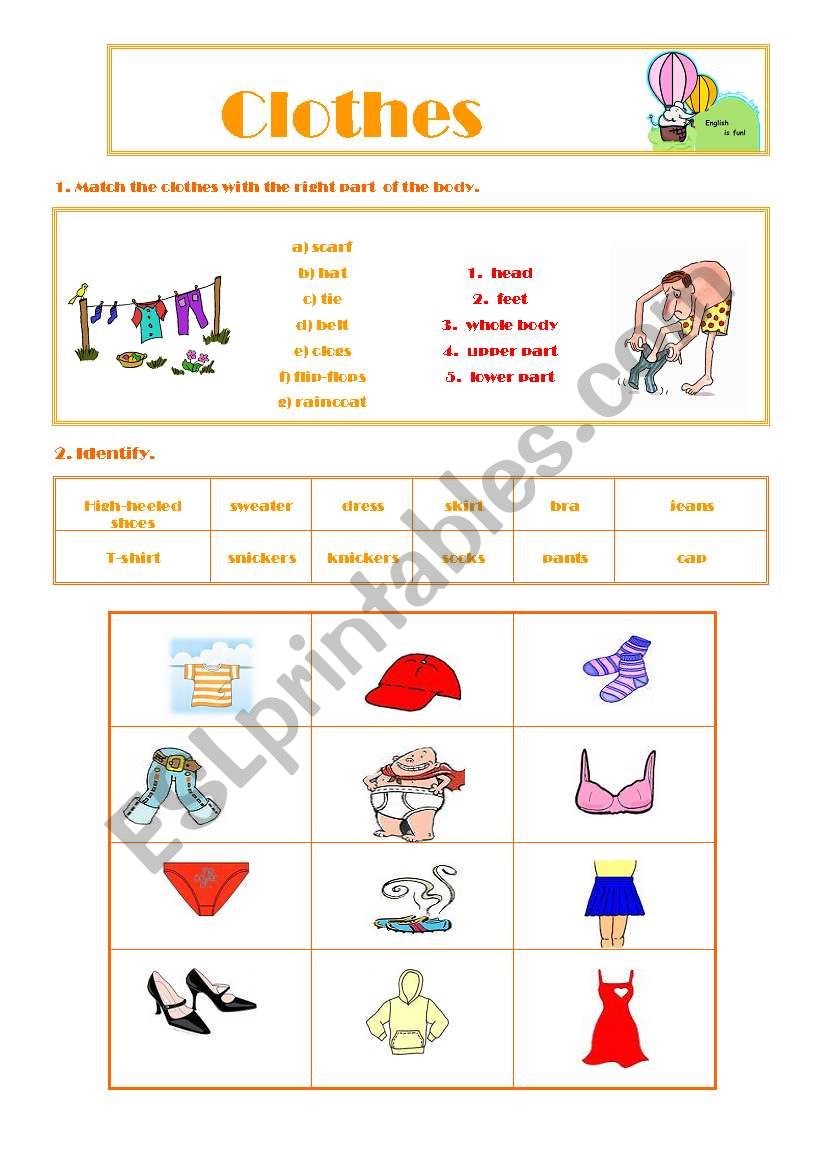 Clothes worksheet