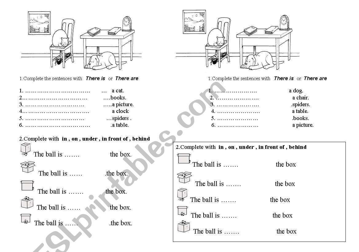 There is /There are +prepositions     in two groups