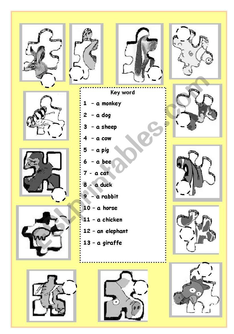 puzzle animals worksheet