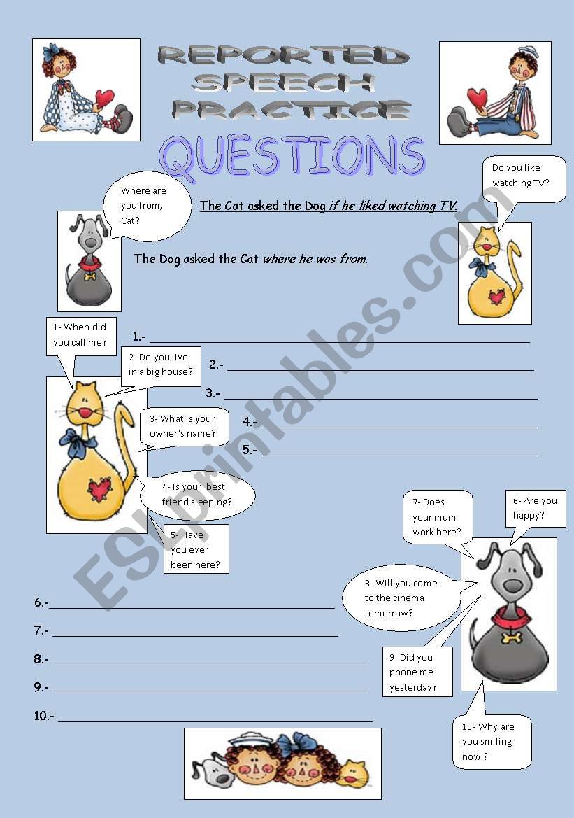 REPORTED SPEECH : QUESTIONS worksheet