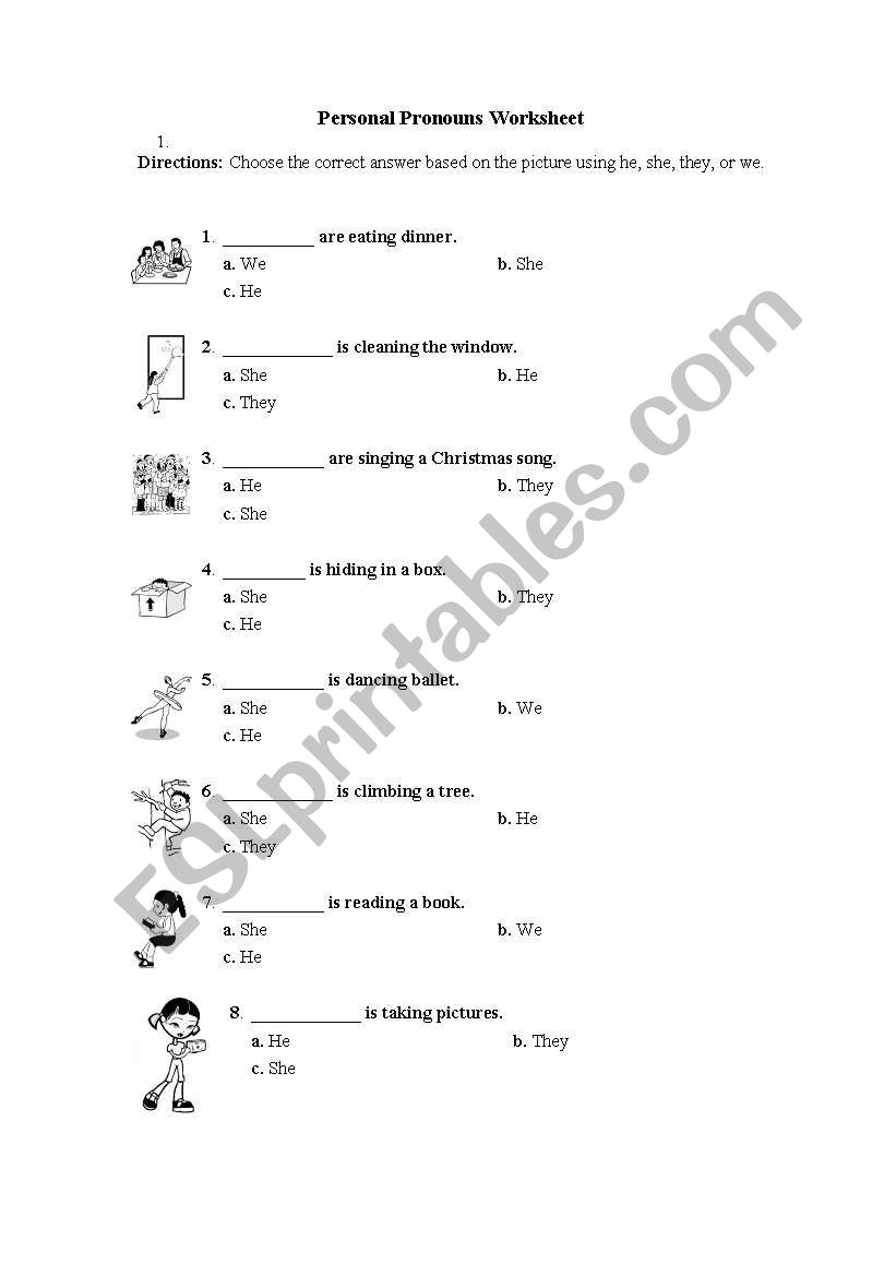 Personal Pronouns worksheet