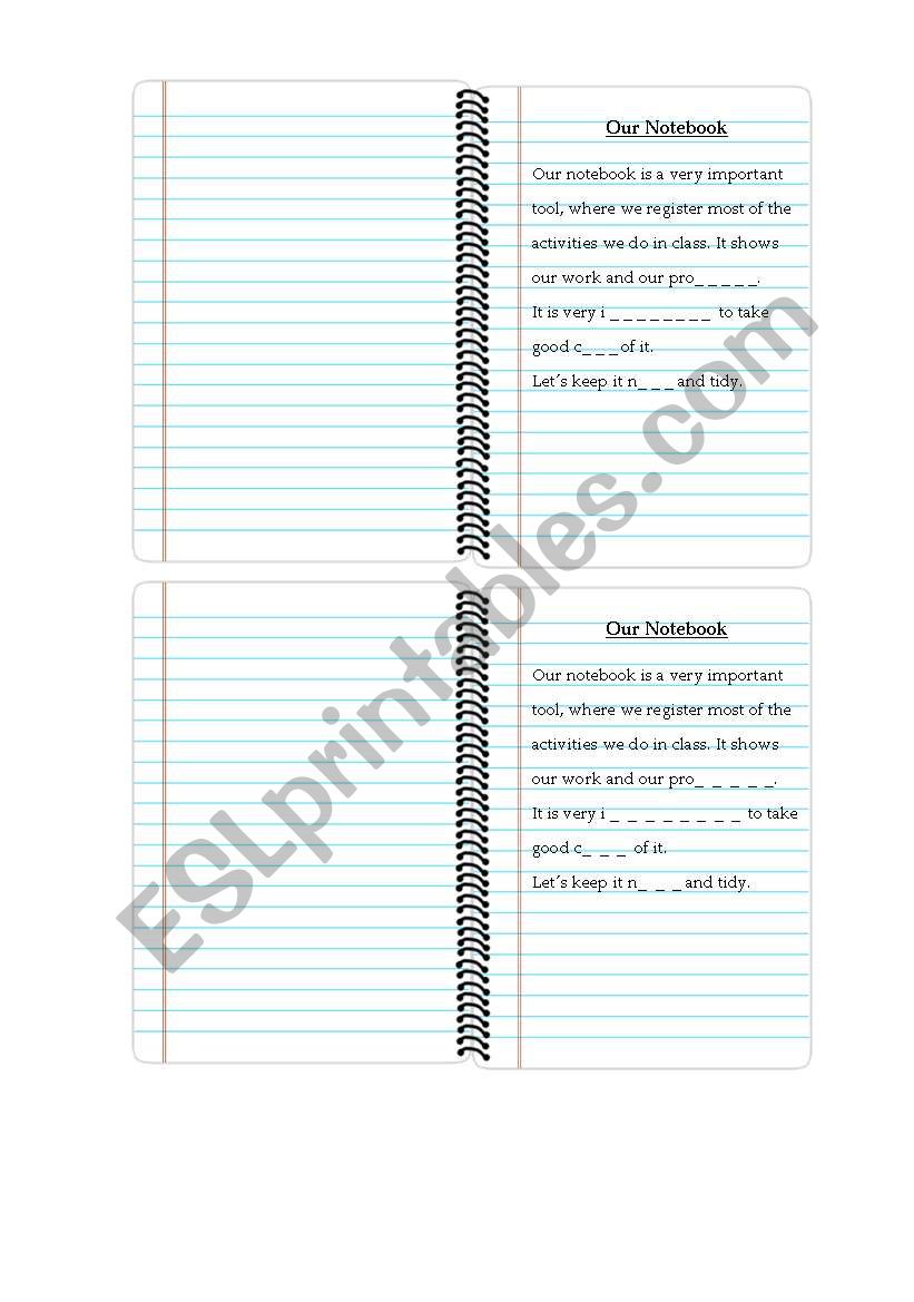 Our class notebook worksheet
