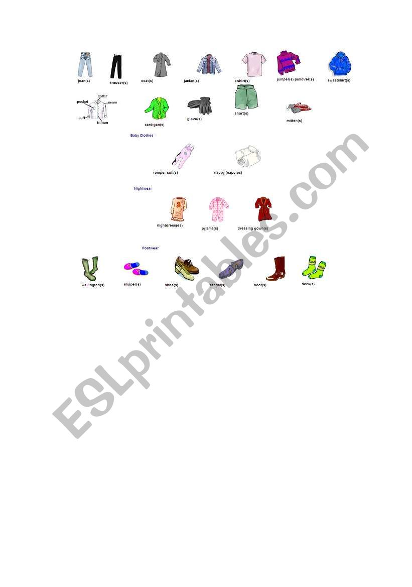 clothes worksheet