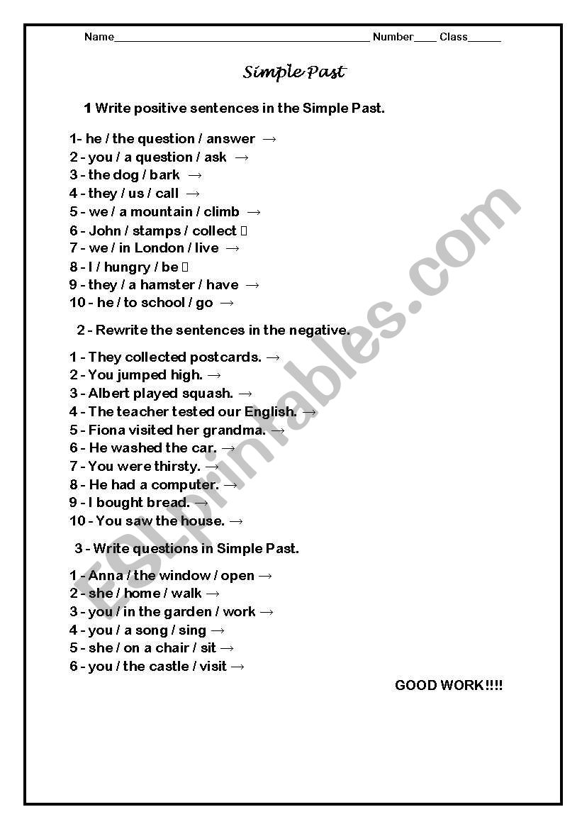 Simple Past worksheet