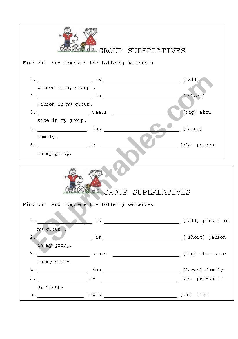 Group superlatives worksheet