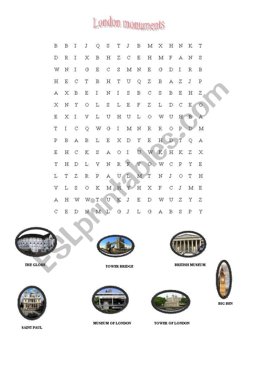 London monuments worksheet