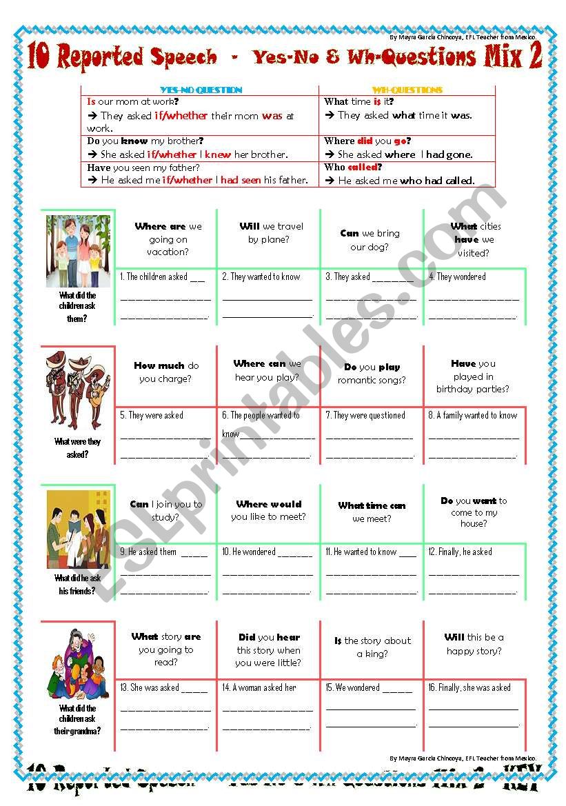 10 REPORTED SPEECH - Yes-No & Wh-Questions  Mix 2