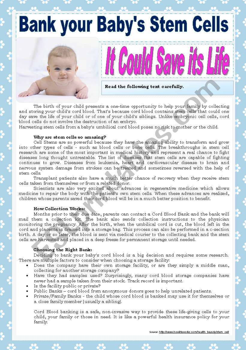 Bank your babys stem cells - it could save its life (with key)