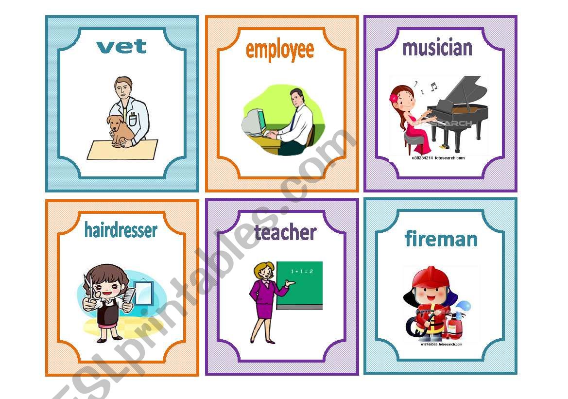 jobs flashcards worksheet