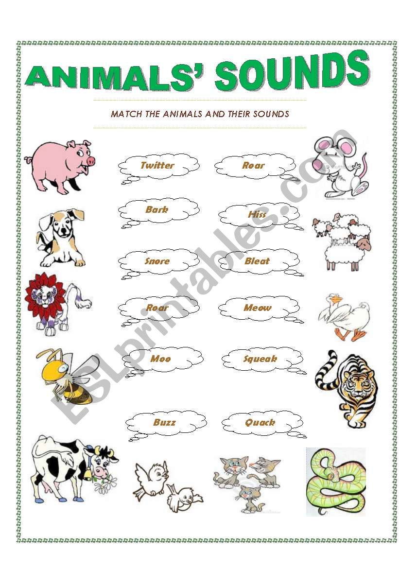 animals sounds worksheet