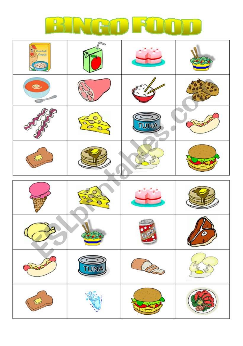 bingo food (3rd part) worksheet