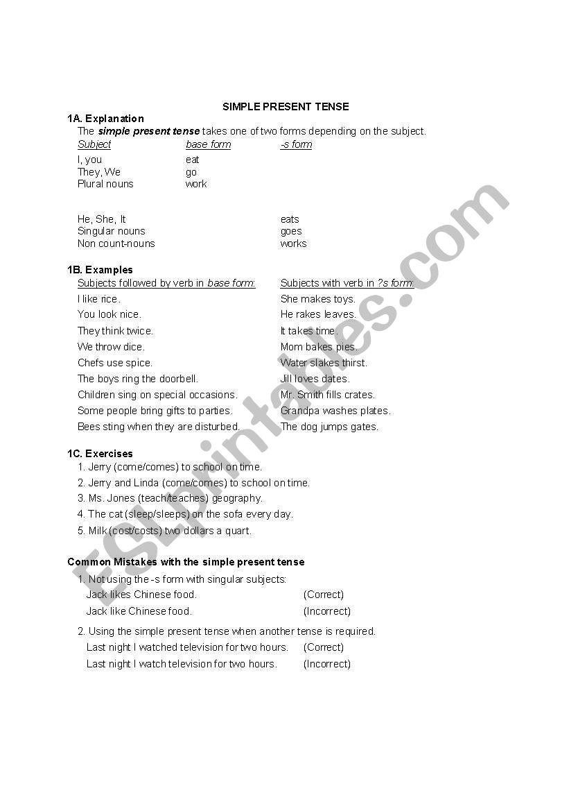 Simple Present Tense worksheet