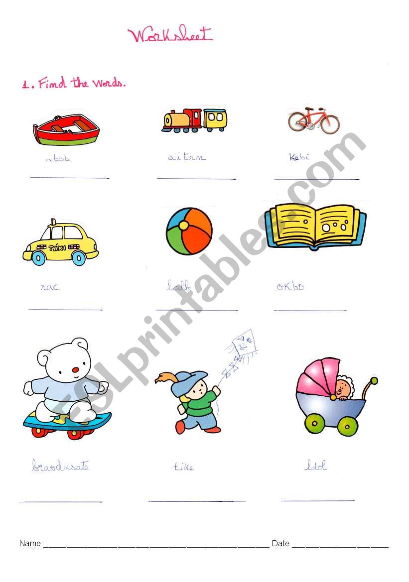 toys worksheet