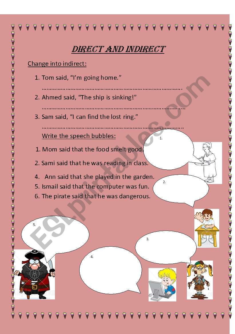 direct and indirect speech worksheet