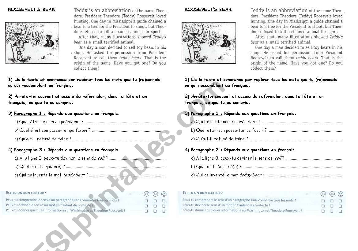 Teddy bear worksheet