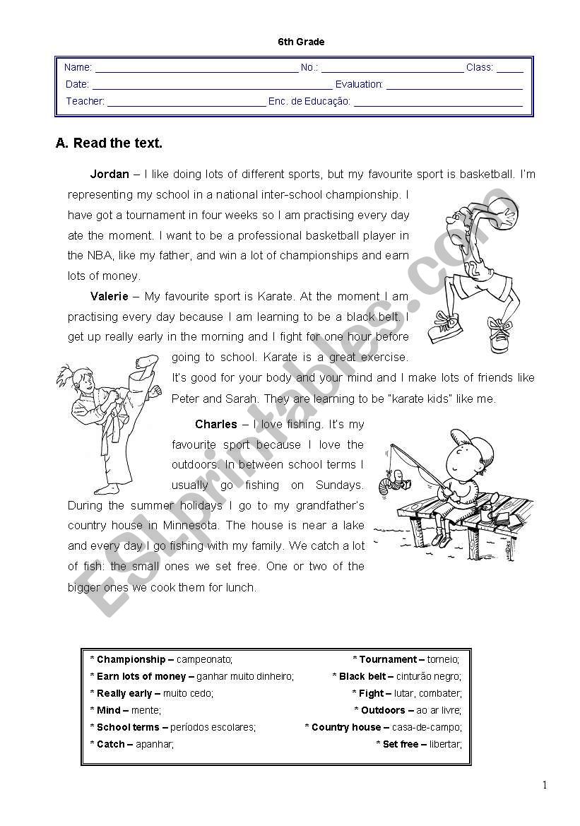 Worksheet - 2nd term - 6th grade - I