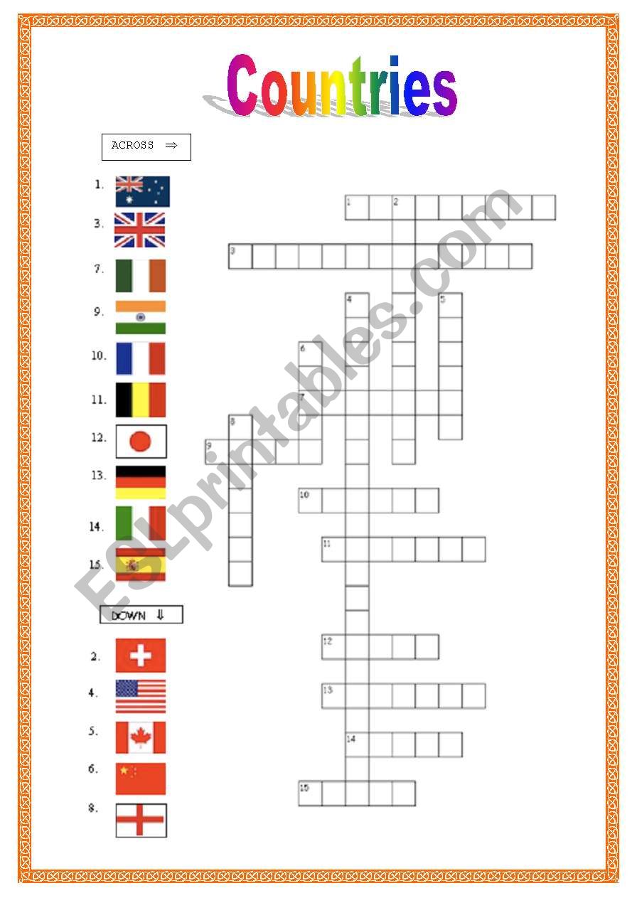 Countries worksheet