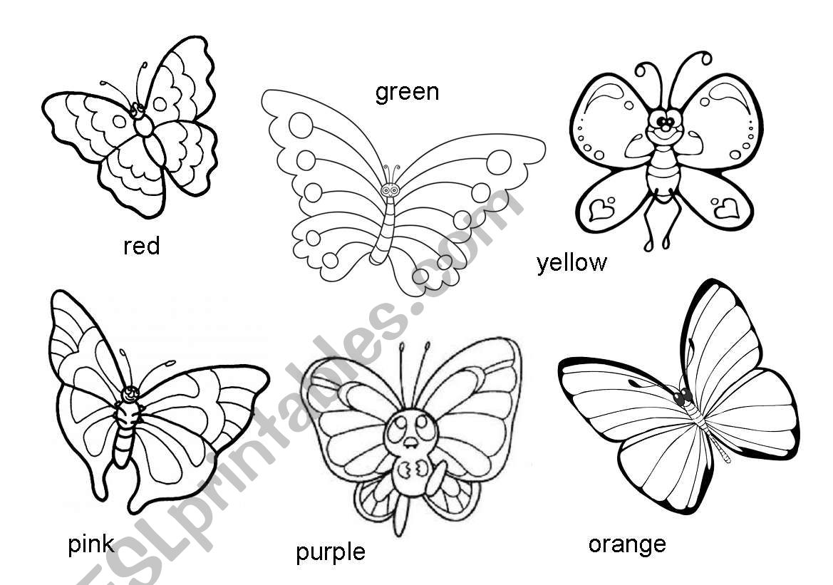 Color the butterflies worksheet