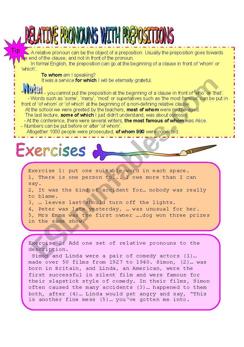 Relative pronouns with prepositions