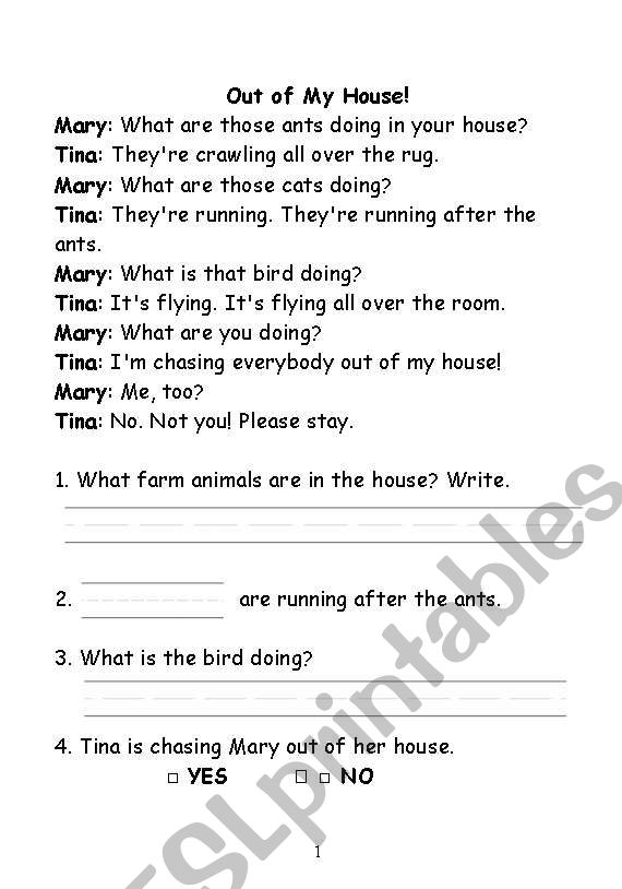 Reading comprehension worksheet