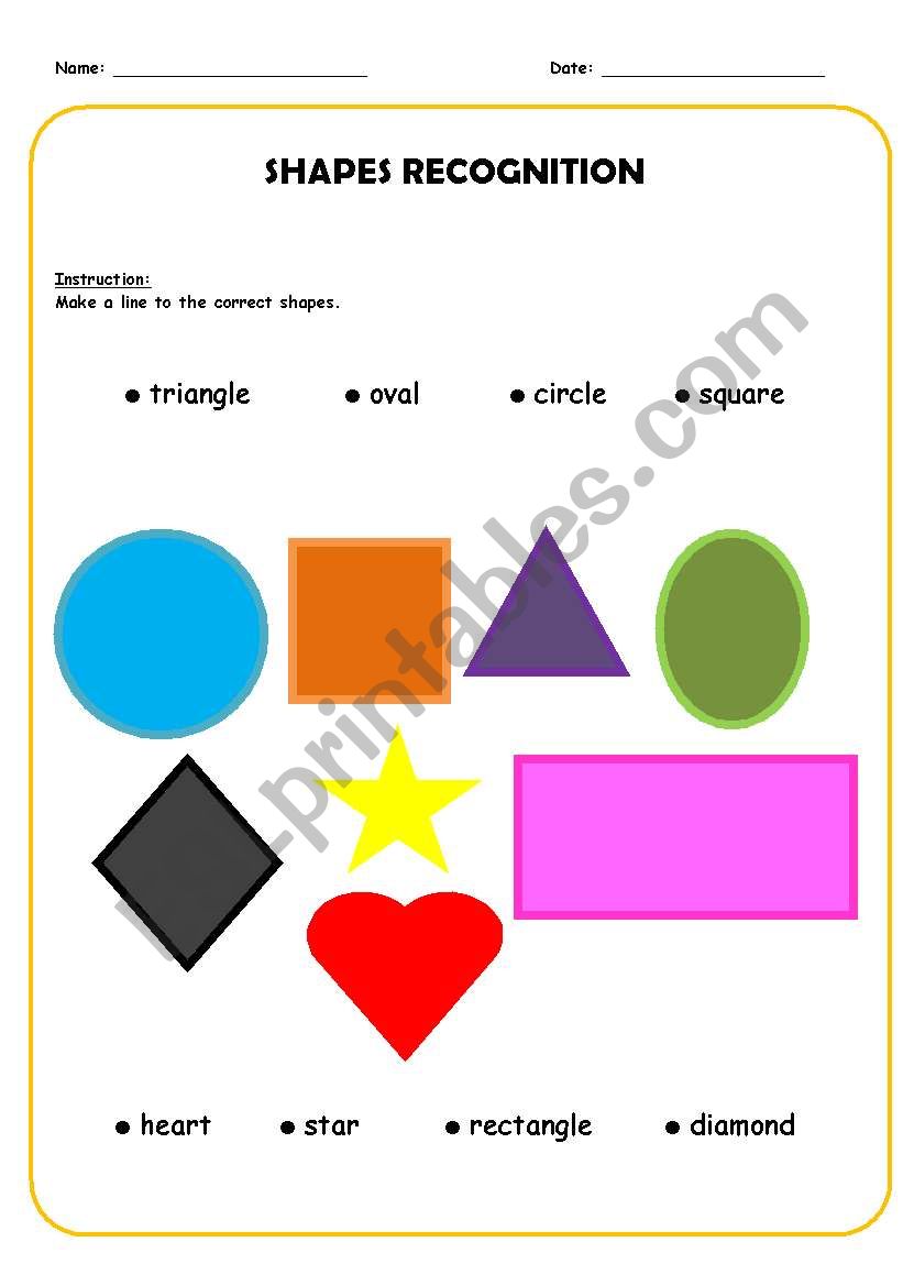 Shapes Recognition Worksheet Esl Worksheet By Tanyamaysarah 