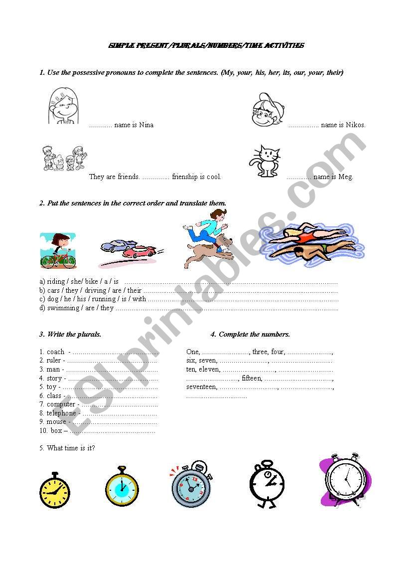 Simple Present and times worksheet