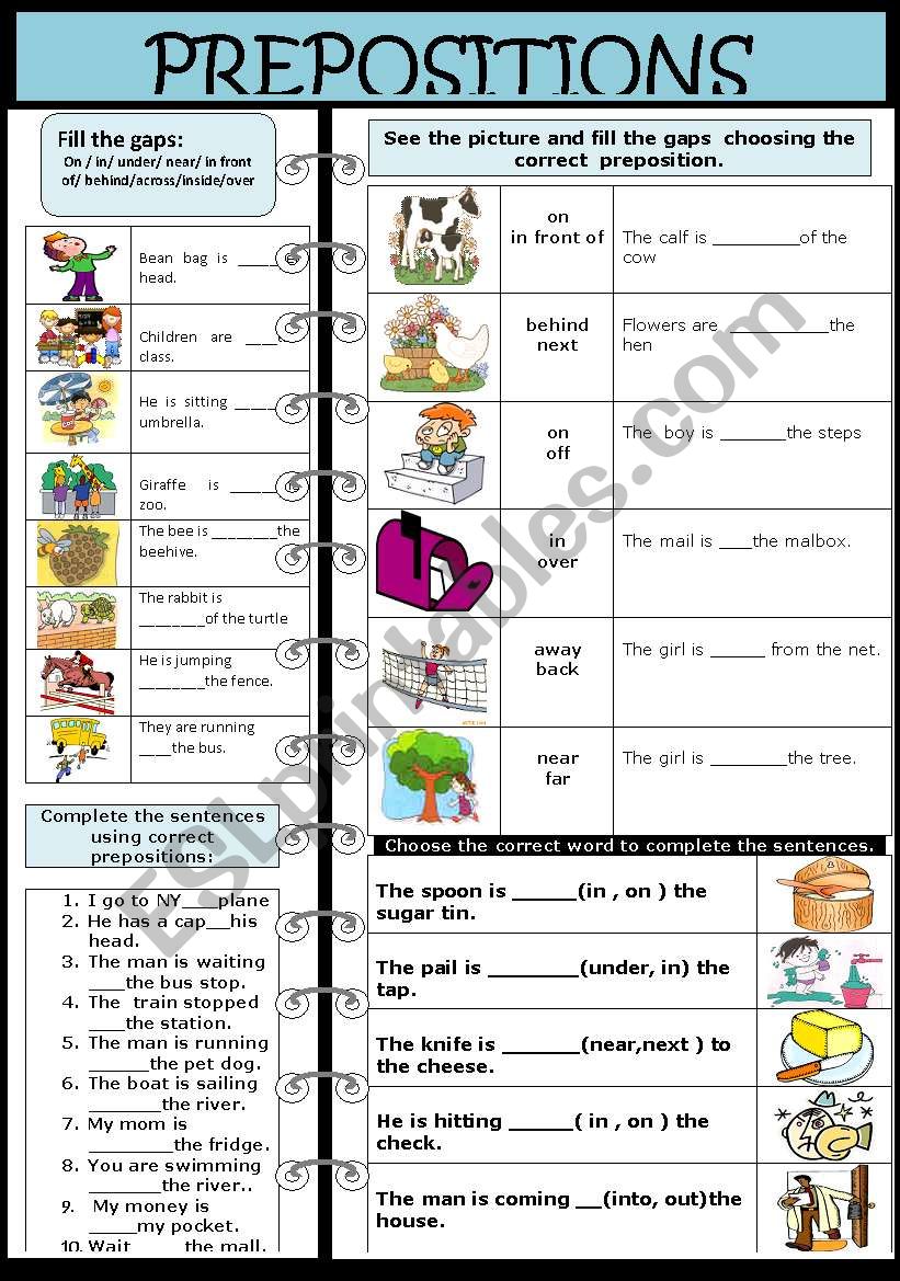 Prepositions worksheet