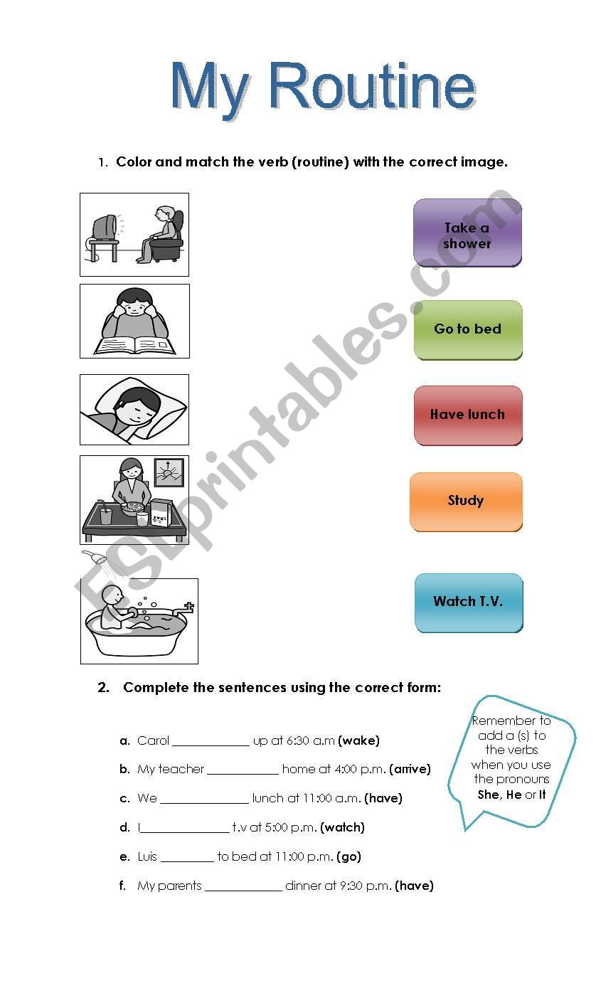 Routine worksheet worksheet