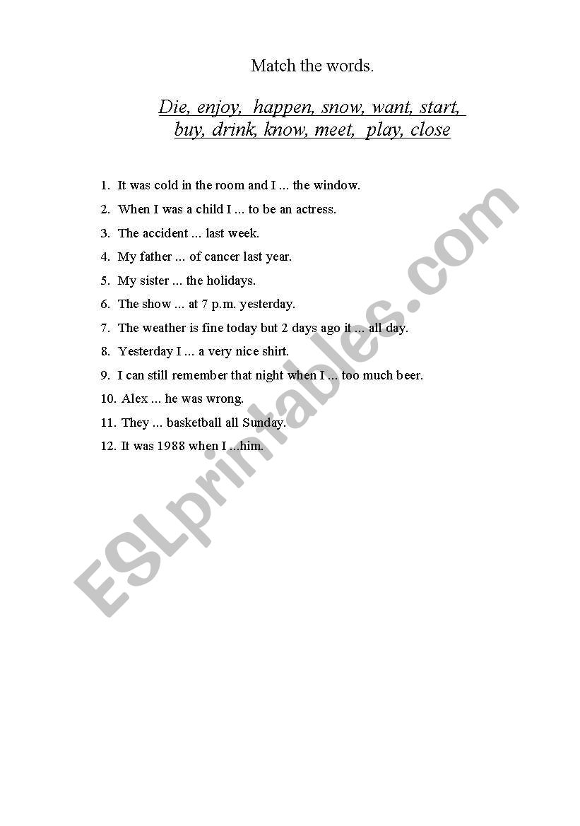 Choose the right word worksheet