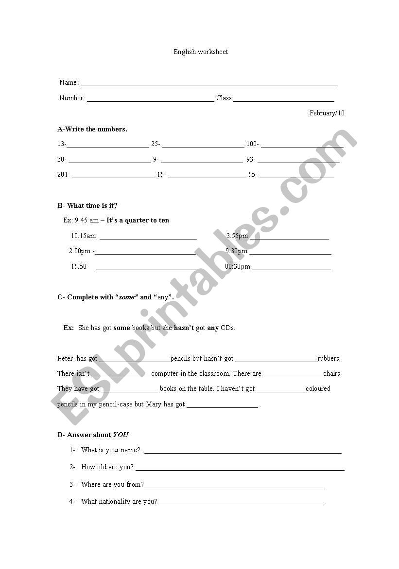 vocabulary worksheet